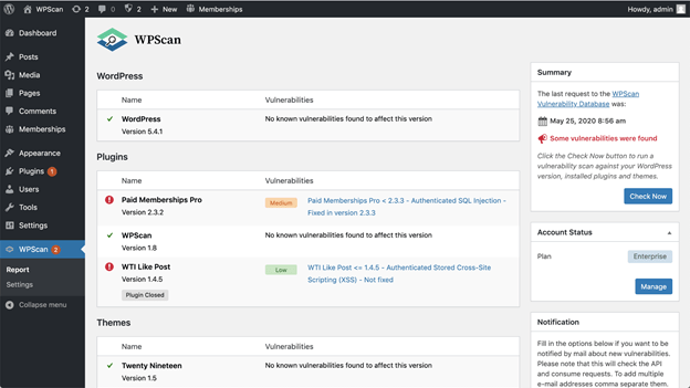 WPScan WordPress security scanner 